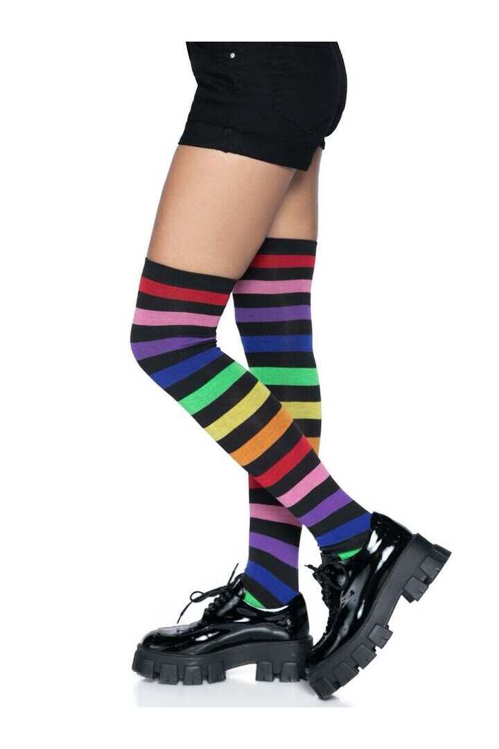 Leg Avenue Aurora Rainbow Thigh High Socks Rainbow in One Size 2