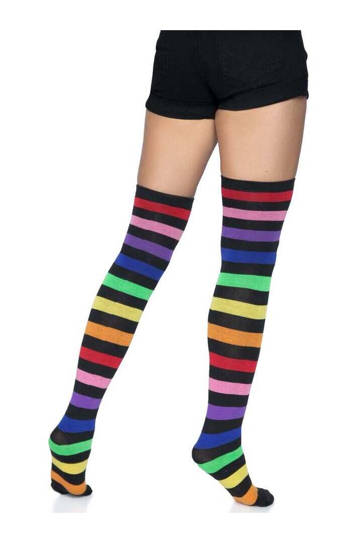 Leg Avenue Aurora Rainbow Thigh High Socks Rainbow in One Size 4