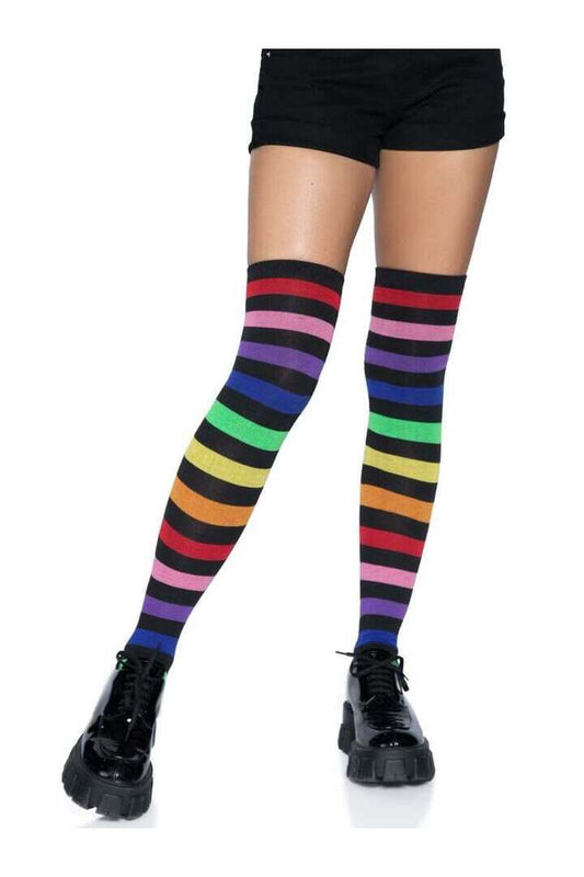 Leg Avenue Aurora Rainbow Thigh High Socks Rainbow in One Size