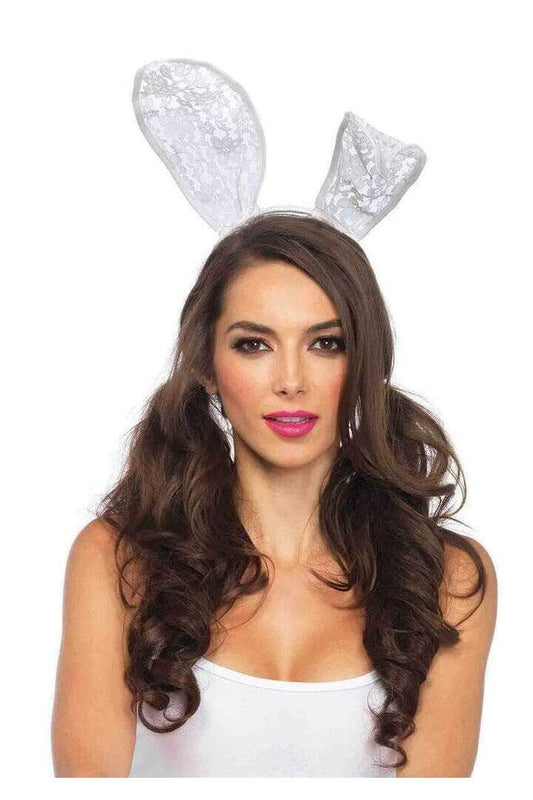 Leg Avenue Bendable Lace Bunny Rabbit Ear Headband White in One Size