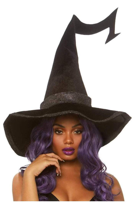 Leg Avenue Bewitched Velvet Witch Hat With Sparkling Trim Black in One Size