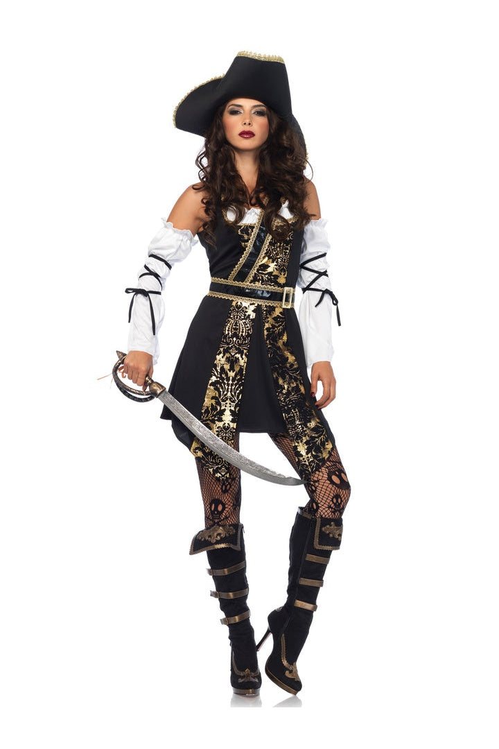 Leg Avenue Black Sea Buccaneer Costume Black/Gold 1