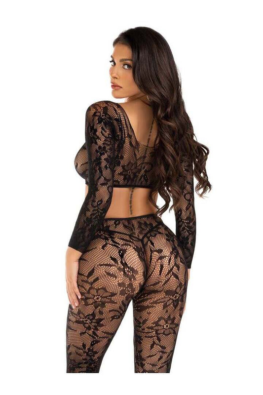 Leg Avenue Body Count Crop Top and Tights Set Black in One Size 1