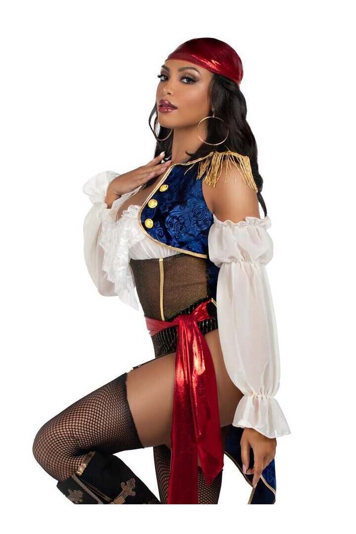 Leg Avenue Buccaneer Beauty Pirate Costume in Red/White/Blue 2