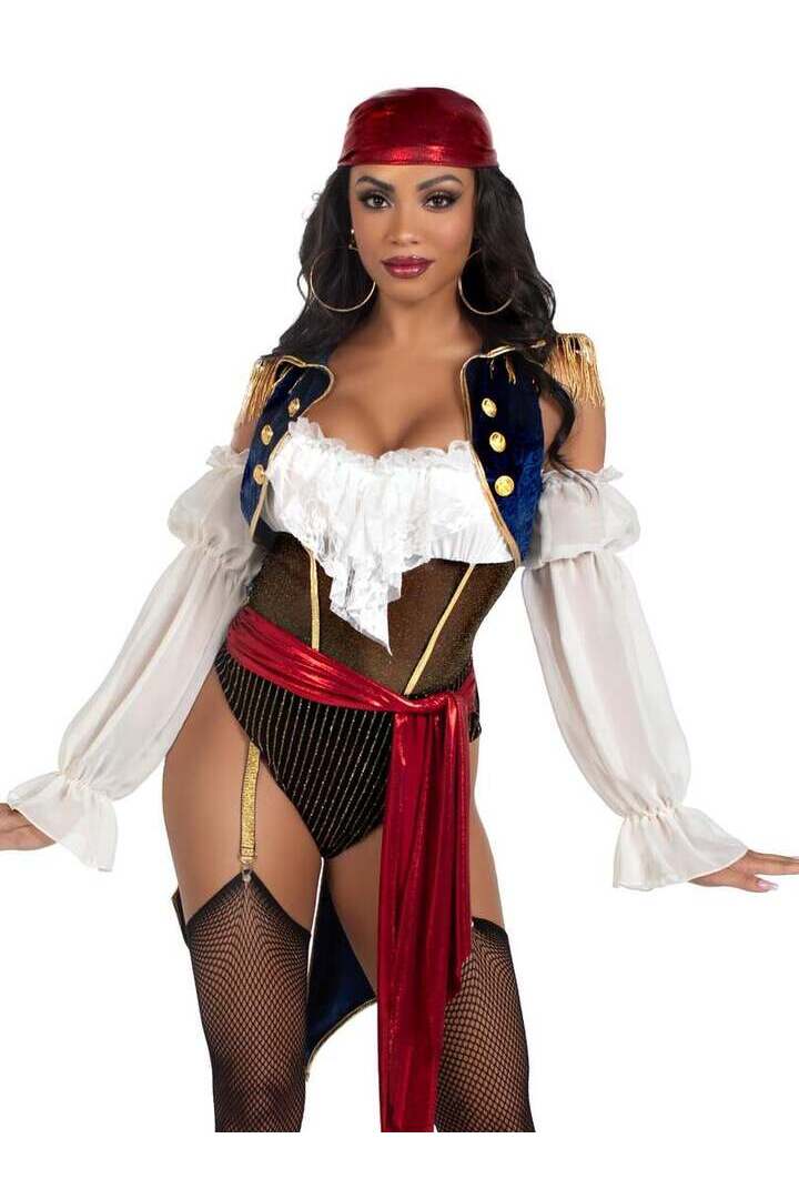 Leg Avenue Buccaneer Beauty Pirate Costume in Red/White/Blue 3