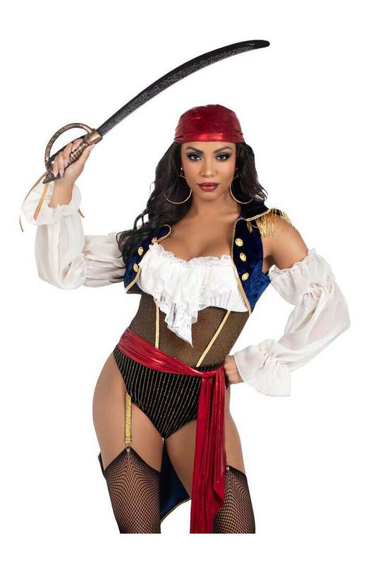 Leg Avenue Buccaneer Beauty Pirate Costume in Red/White/Blue