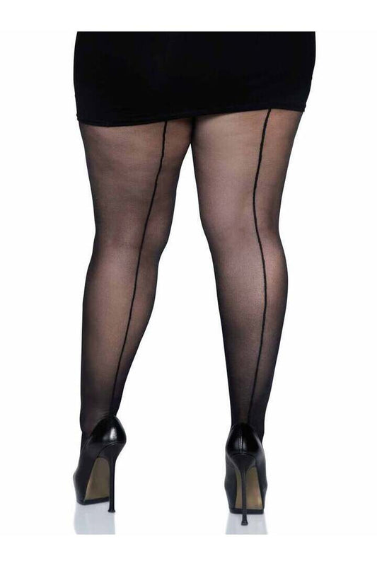 Leg Avenue Cadi Plus Sheer Backseam Pantyhose in 1X/2X 1