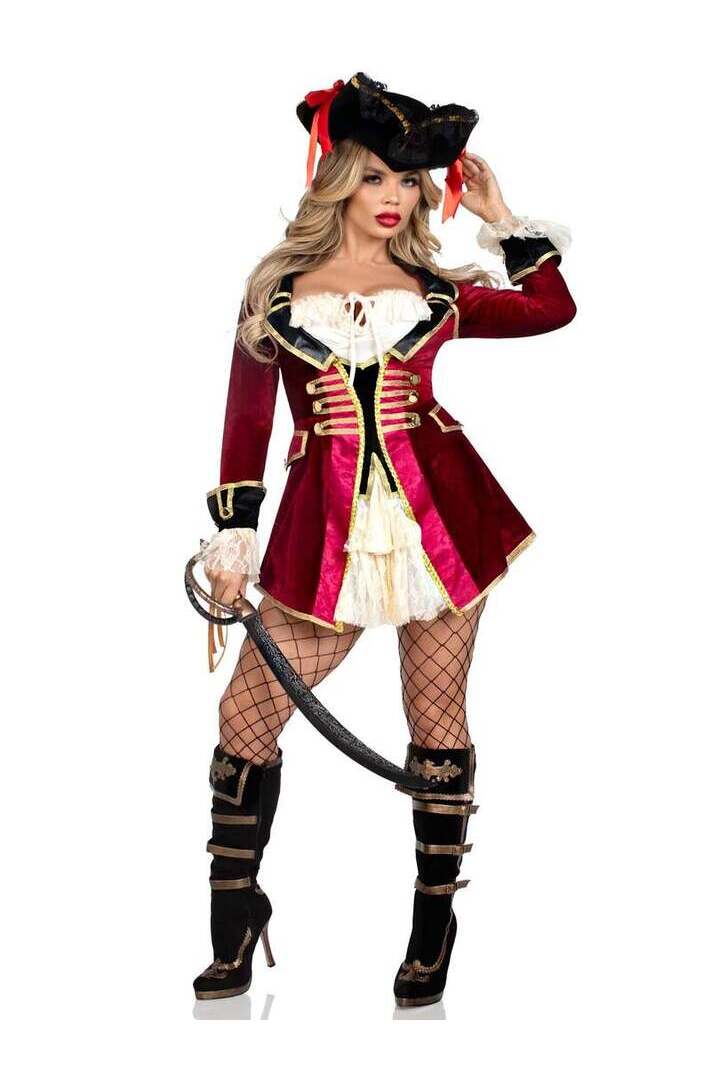 Leg Avenue Captivating Captain Pirate Costume in Red 4