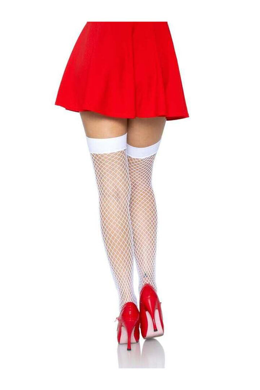 Leg Avenue Cece Nurse Industrial Net Tights White/Red in One Size 1