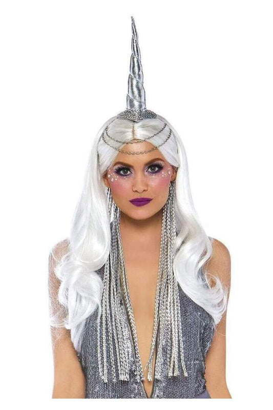 Leg Avenue Celestial Unicorn Headband with Chain Accent Silver in One Size