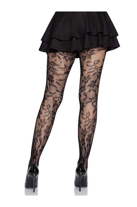 Leg Avenue Chantilly Floral Lace Tights in One Size 1
