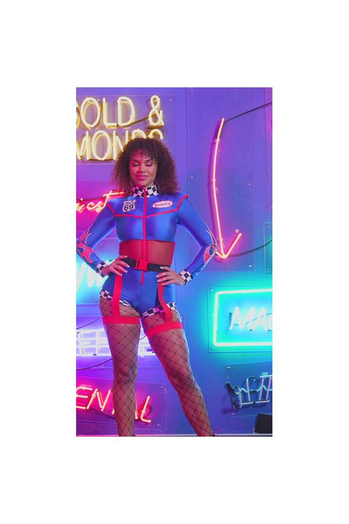 Leg Avenue Cherry Bomb Racer Costume Blue 6