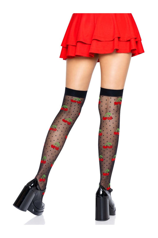 Leg Avenue Cherry Dot Thigh Highs in One Size 1