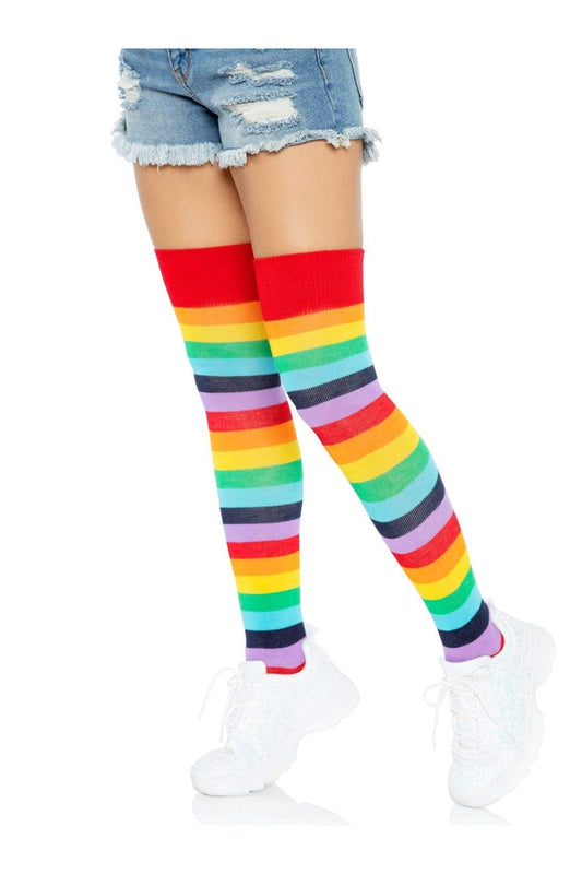 Leg Avenue Cherry Rainbow Thigh High Socks Multicolor in One Size 3