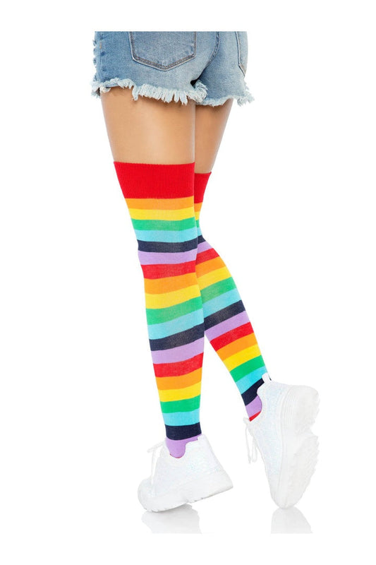 Leg Avenue Cherry Rainbow Thigh High Socks Multicolor in One Size