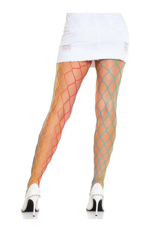 Leg Avenue Chroma Net Rainbow Tights Multicolor in One Size 1