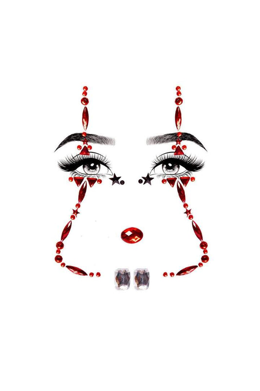 Leg Avenue Clown Rhinestone Stick-On Jewels Red in One Size 1