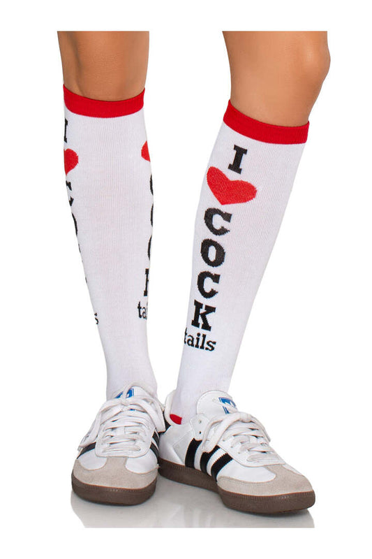Leg Avenue Cocktails Knee High Socks White/Red in One Size
