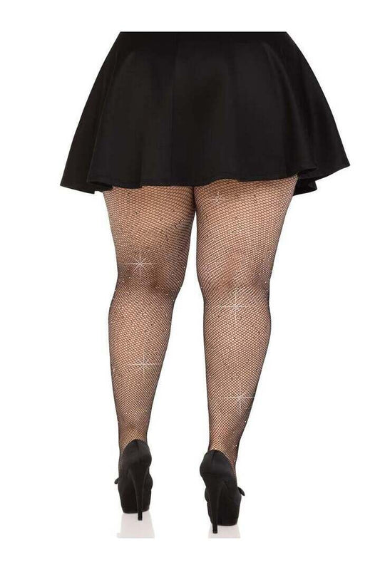 Leg Avenue Colby Plus Rhinestone Fishnet Tights in 1X/2X 1