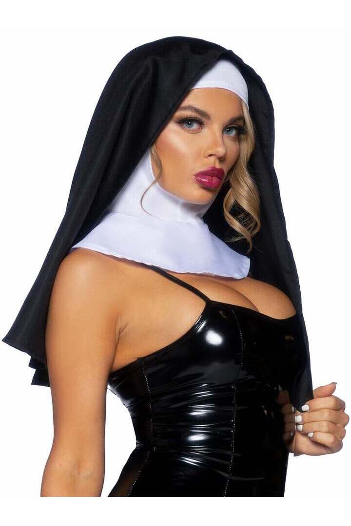 Leg Avenue Collared Nun Habit Black/White in One Size 2