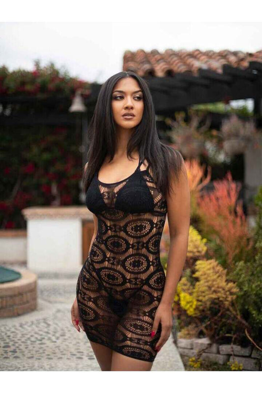 Leg Avenue Crazy In Love Crochet Mini Dress Black in One Size 1