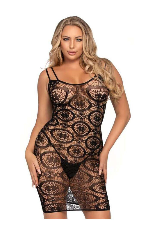 Leg Avenue Crazy In Love Crochet Mini Dress Black in One Size