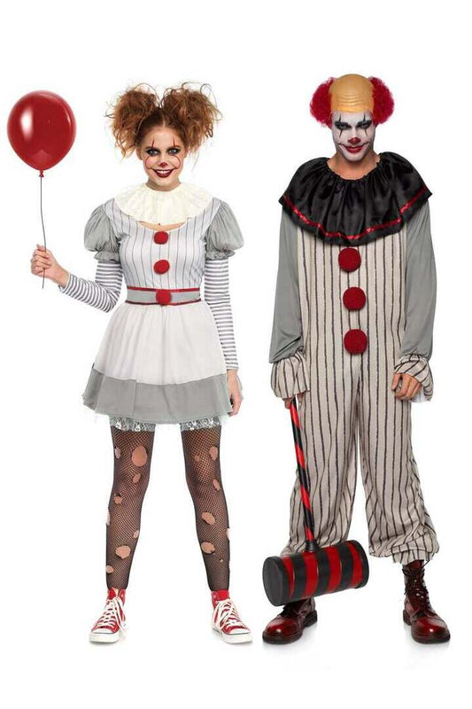 Leg Avenue Creepy Clown Costume in Grey/Red 1