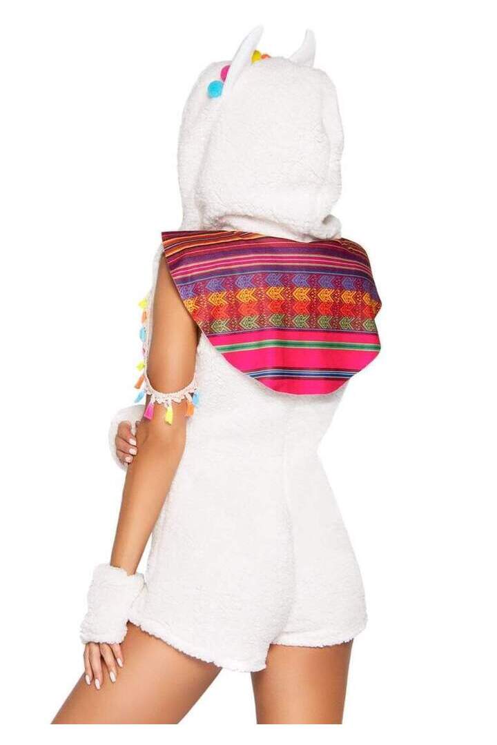 Leg Avenue Cuddly Llama Costume With Hood in White 3