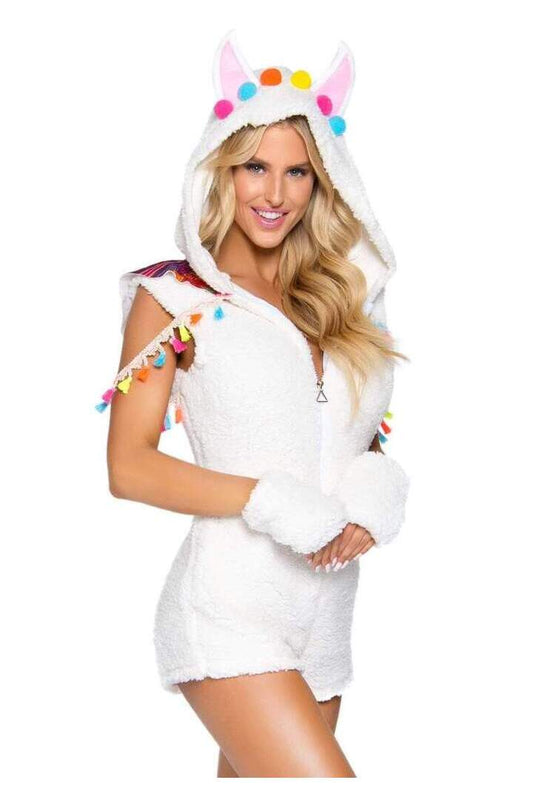 Leg Avenue Cuddly Llama Costume With Hood in White
