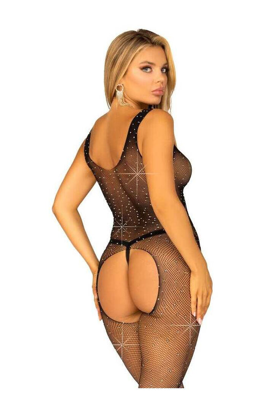 Leg Avenue Dare Me Rhinestone Bodystocking Black in One Size 1