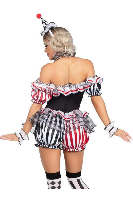 Leg Avenue Darling Harlequin Clown Costume in White/Red/Black 1
