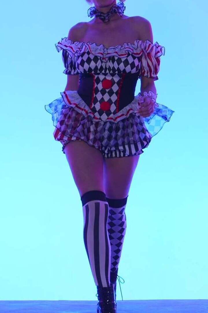 Leg Avenue Darling Harlequin Clown Costume in White/Red/Black 6