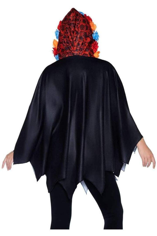 Leg Avenue Day of the Dead Costume Poncho Black/White in One Size 1