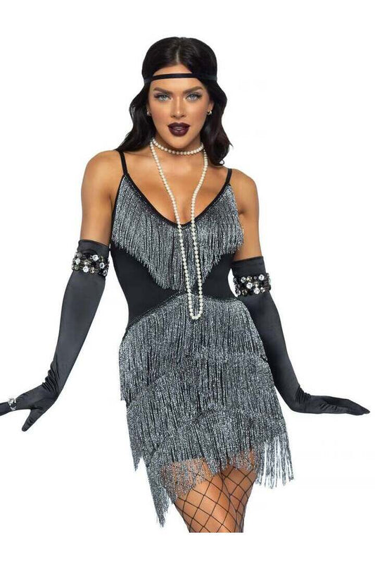 Leg Avenue Dazzling Flapper 1920s Costume in Black
