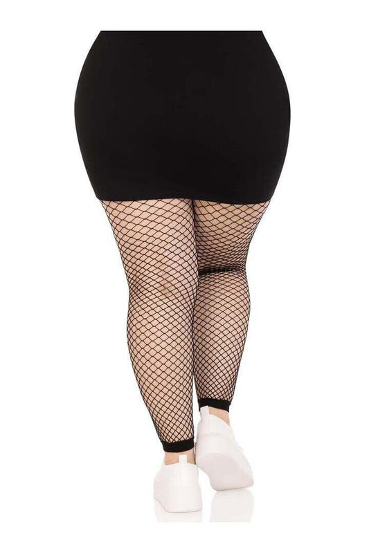 Leg Avenue Delilah Plus Fishnet Footless Tights Black in 1X/2X 1