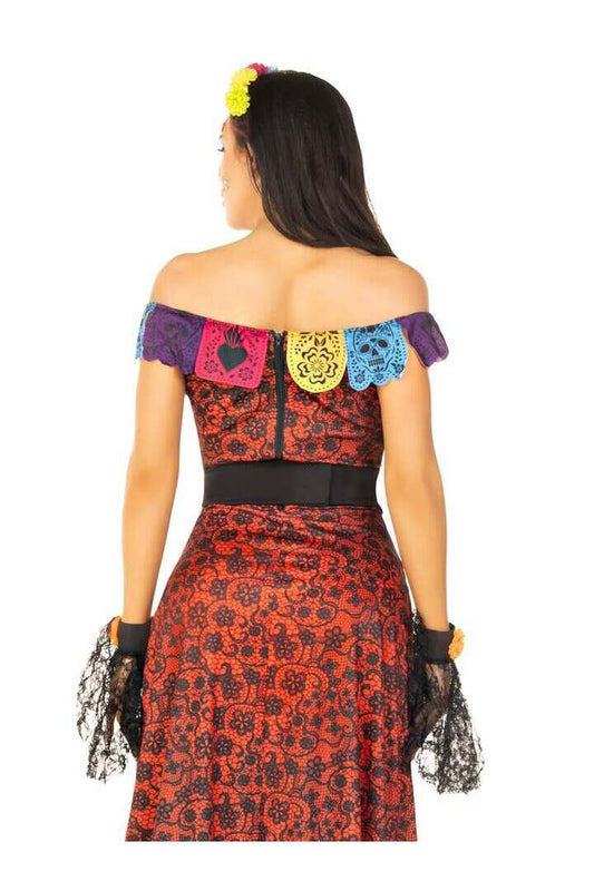 Leg Avenue Deluxe Day of the Dead Beauty Costume in Red/Black 1