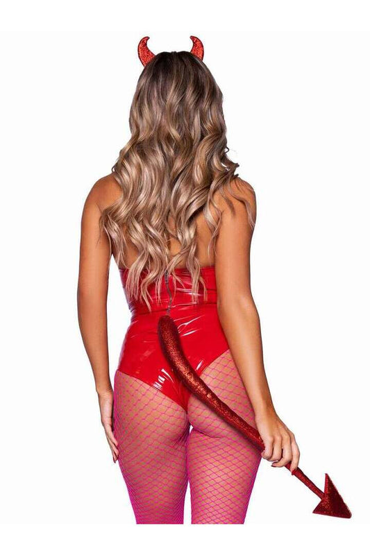 Leg Avenue Devil Horns Headband and Tail Set Red in One Size 1