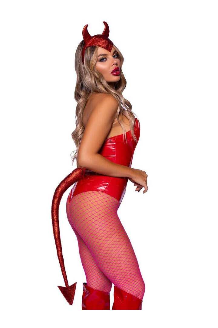 Leg Avenue Devil Horns Headband and Tail Set Red in One Size 2
