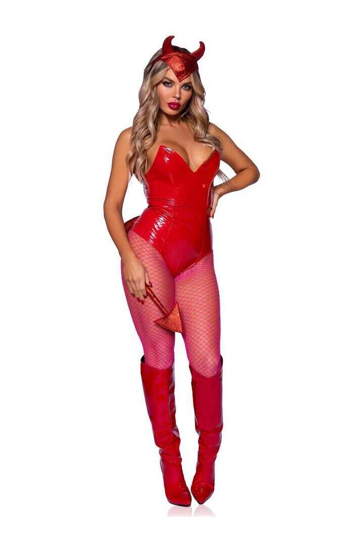 Leg Avenue Devil Horns Headband and Tail Set Red in One Size 3