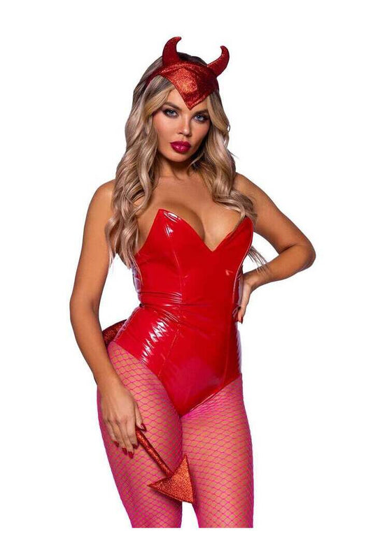 Leg Avenue Devil Horns Headband and Tail Set Red in One Size