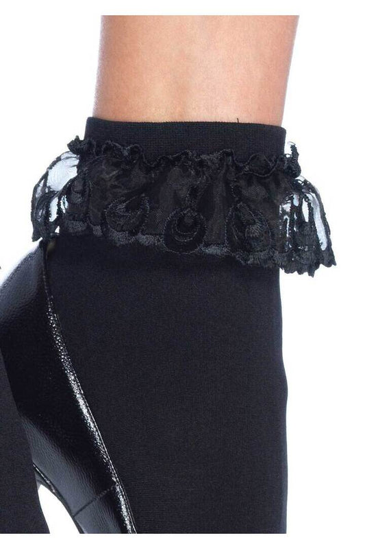 Leg Avenue Diem Lace Ruffle Anklet Socks in One Size 1