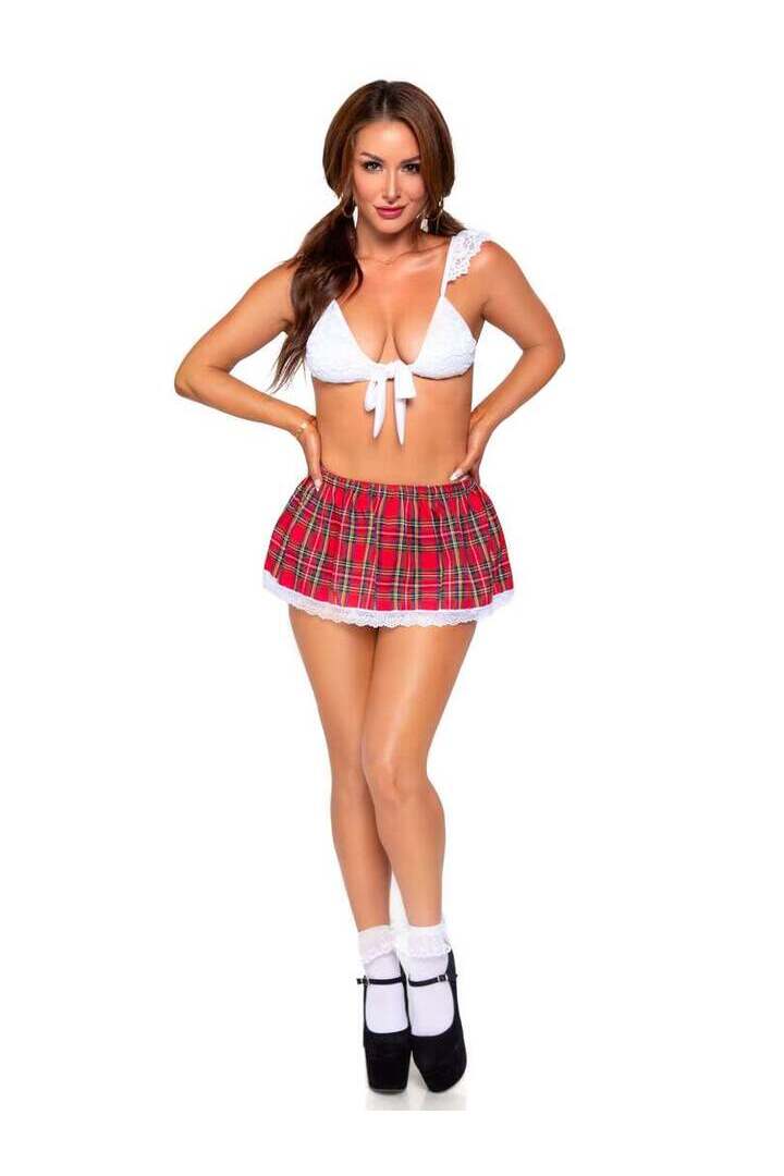 Leg Avenue Easy A School Girl Bedroom Costume in Red/White 4