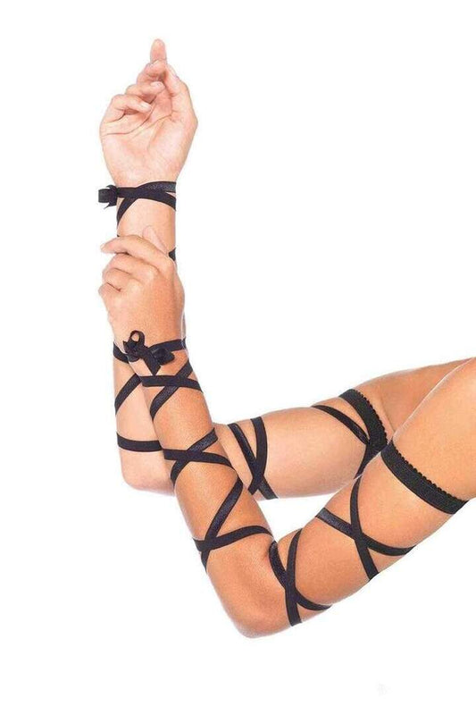 Leg Avenue Elastic Ribbon Arm Wraps Festival Accessory Black in One Size