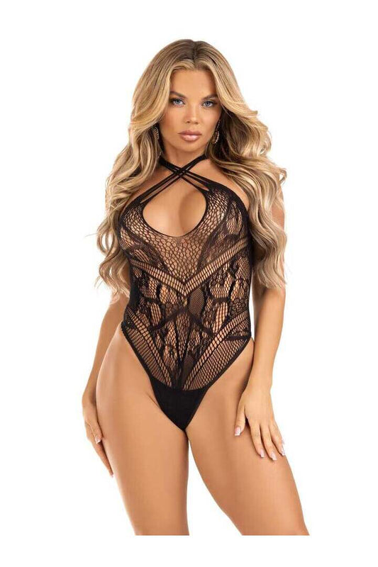 Leg Avenue Elevated Allure Lace Teddy in One Size