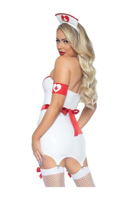 Leg Avenue ER Hottie Nurse Vinyl Costume in White/Red 1