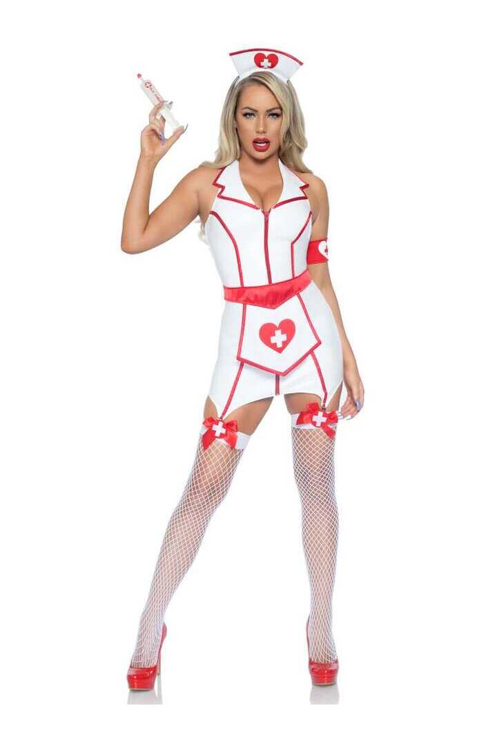 Leg Avenue ER Hottie Nurse Vinyl Costume in White/Red 2