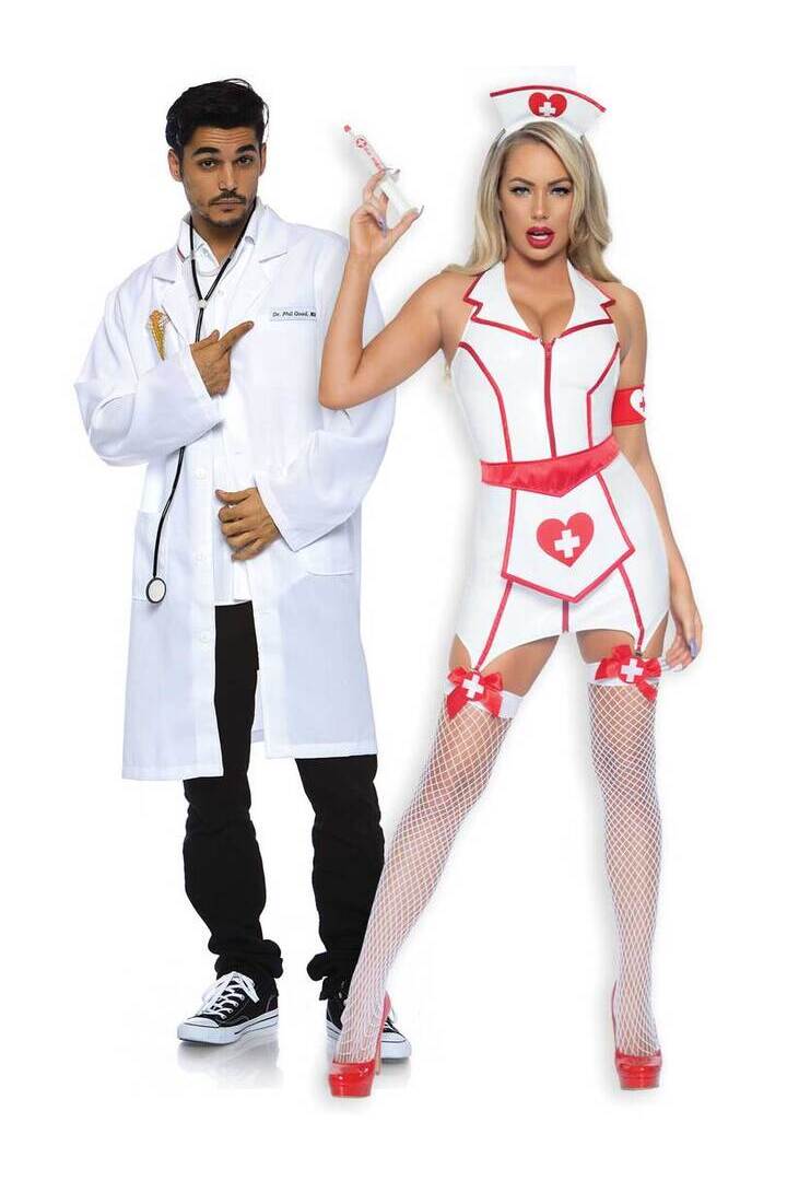 Leg Avenue ER Hottie Nurse Vinyl Costume in White/Red 4