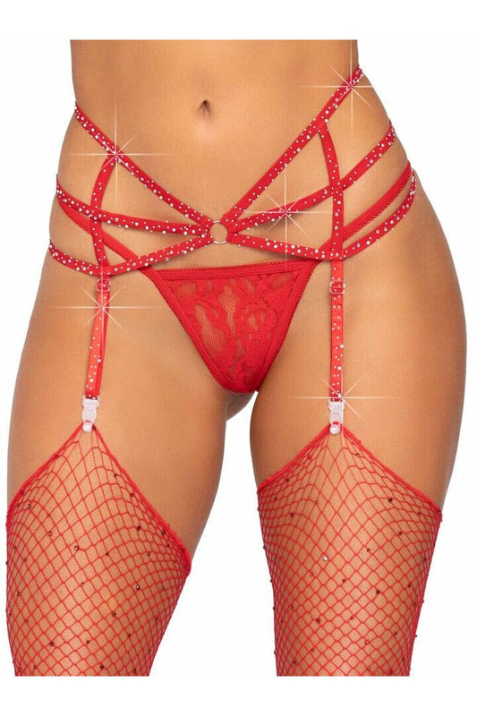Leg Avenue Estee Rhinestone Garter Belt in One Size