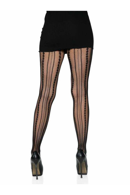 Leg Avenue Eve Vintage Pinstripe Net Tights Black in One Size 1