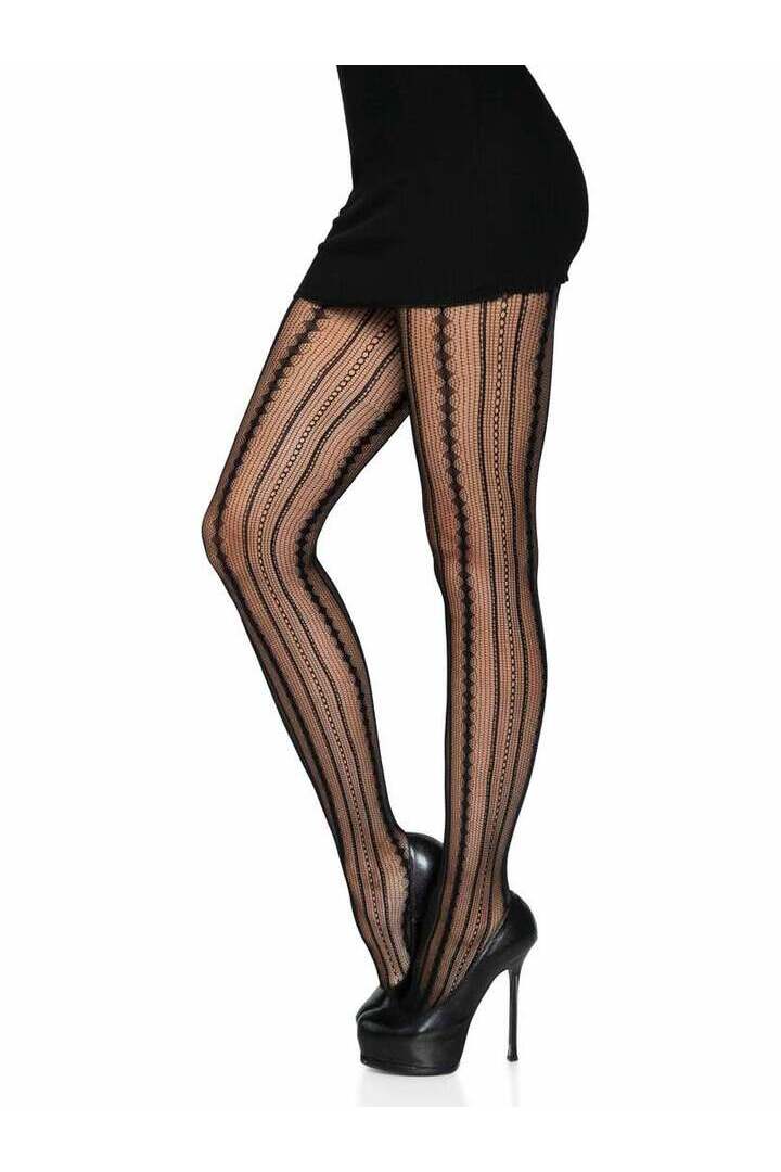 Leg Avenue Eve Vintage Pinstripe Net Tights Black in One Size 2